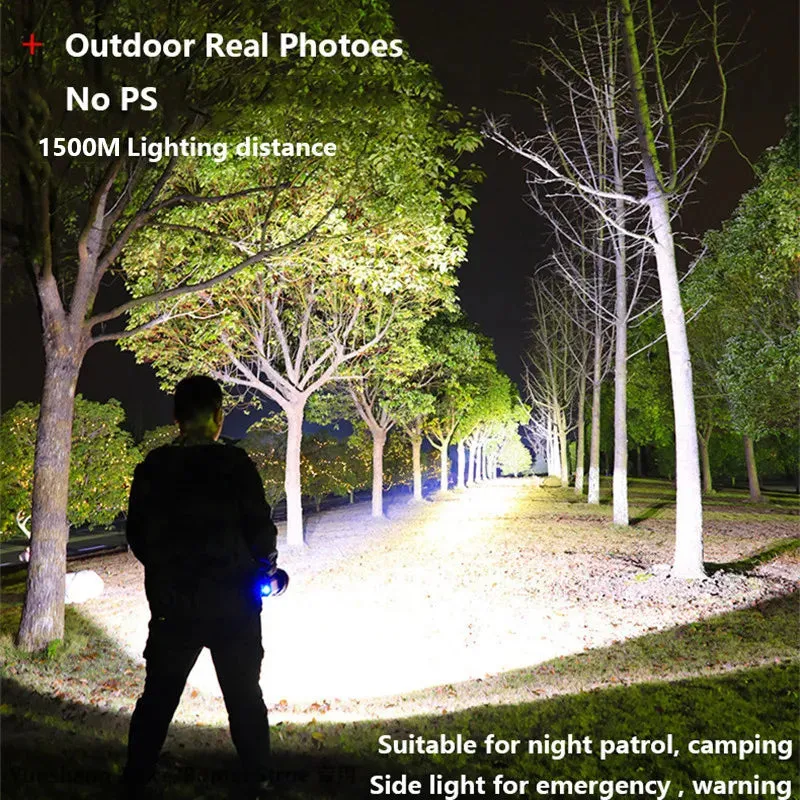 1500M Lonag Range 100W Most Powerful LED Flashligh Portable Spotlights USB Recharge Searchlight Outdoor Tactical Torch