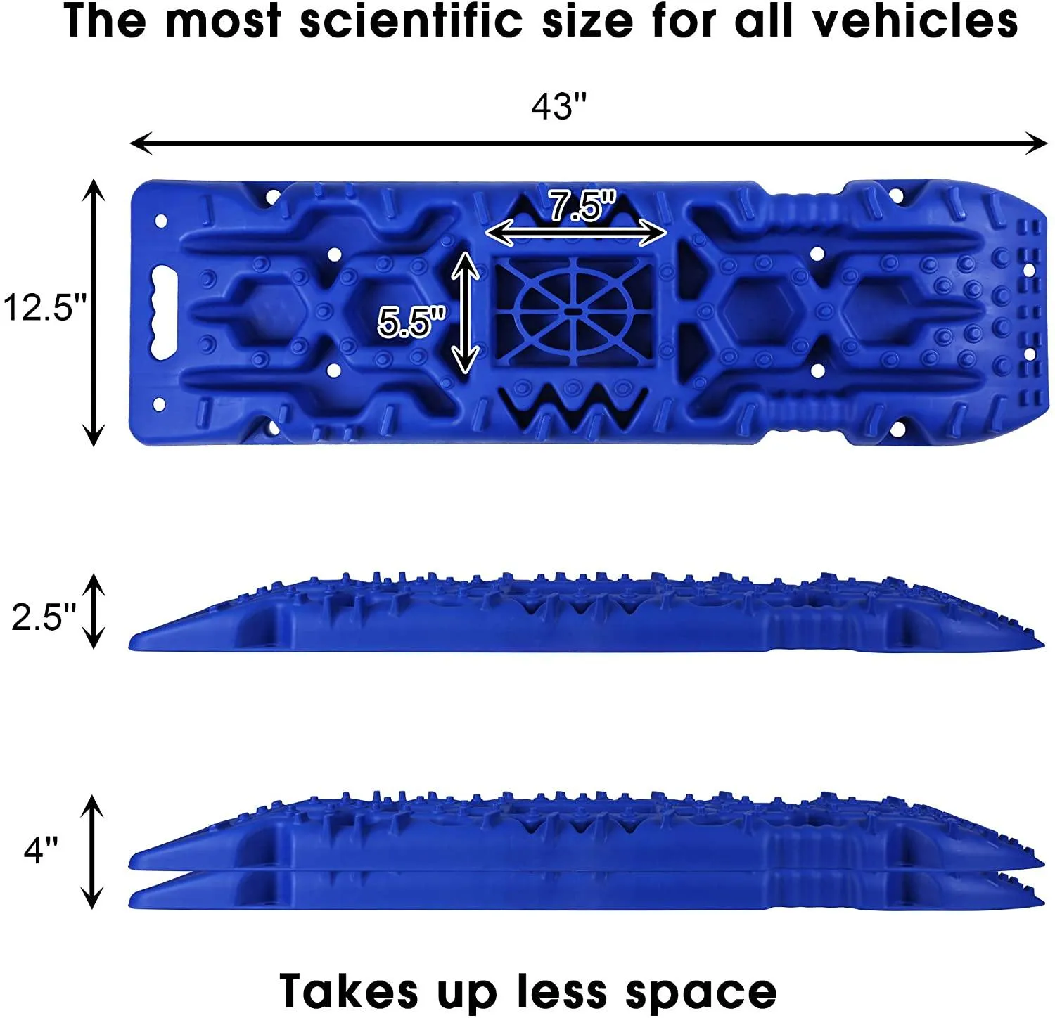 2 Pack Traction Boards with Jack Lift Base,Recovery Track Traction Mat for 4WD SUV, Jeep Tire Traction Tool Suitable for Mud, Sand, Snow, Ice Blue