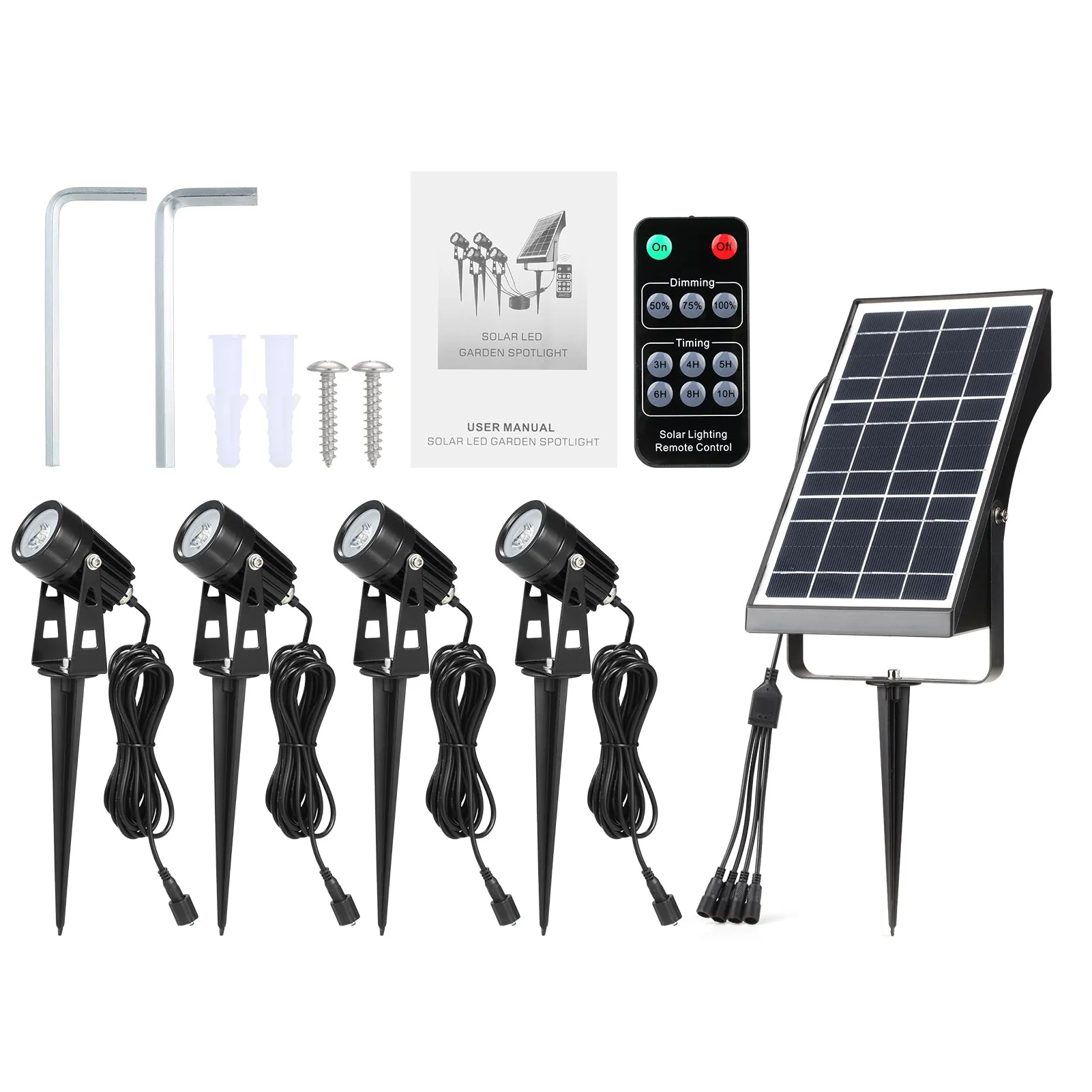 4 in 1 Solar Garden Spotlights with Remote Control