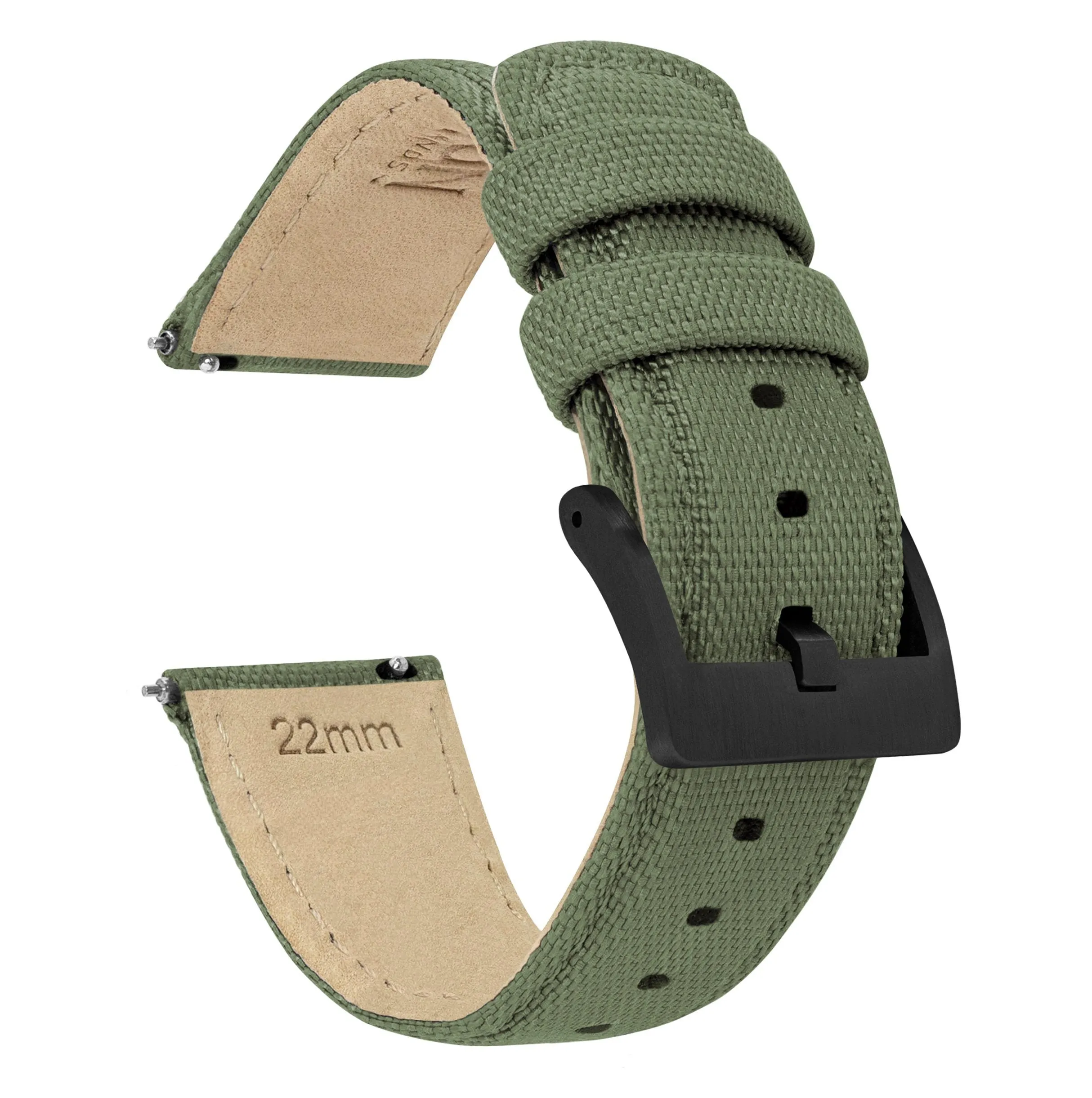 Army Green Sailcloth Quick Release Watch Band