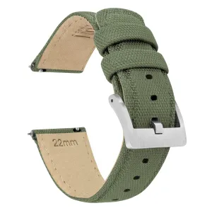 Army Green Sailcloth Quick Release Watch Band