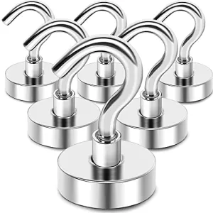 ART IFACT 10 Pieces of Neodymium Magnetic Hooks - Lift 26Lbs - Multipurpose Hanging (Towel, Keys, Masks, Indoor Hanging, Home, Kitchen, Workplace, Office etc.)