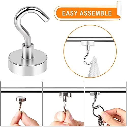 ART IFACT 10 Pieces of Neodymium Magnetic Hooks - Lift 26Lbs - Multipurpose Hanging (Towel, Keys, Masks, Indoor Hanging, Home, Kitchen, Workplace, Office etc.)