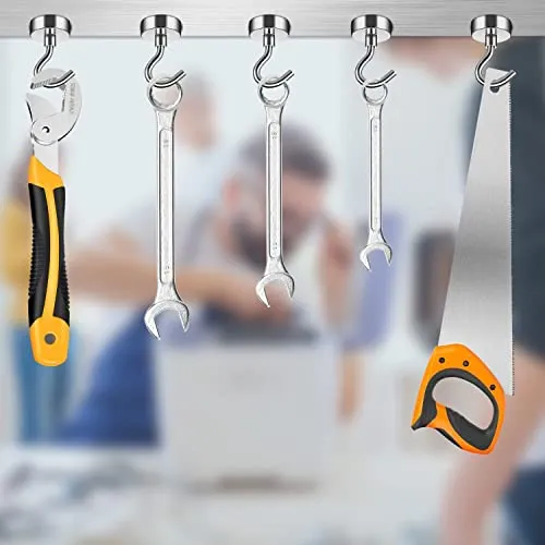 ART IFACT 10 Pieces of Neodymium Magnetic Hooks - Lift 26Lbs - Multipurpose Hanging (Towel, Keys, Masks, Indoor Hanging, Home, Kitchen, Workplace, Office etc.)