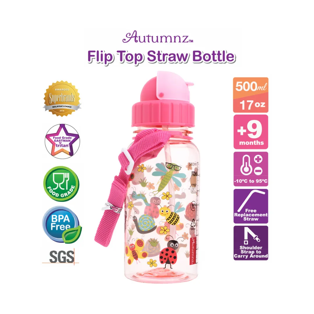 Autumnz Flip Top Straw Bottle - 500ml (9m )