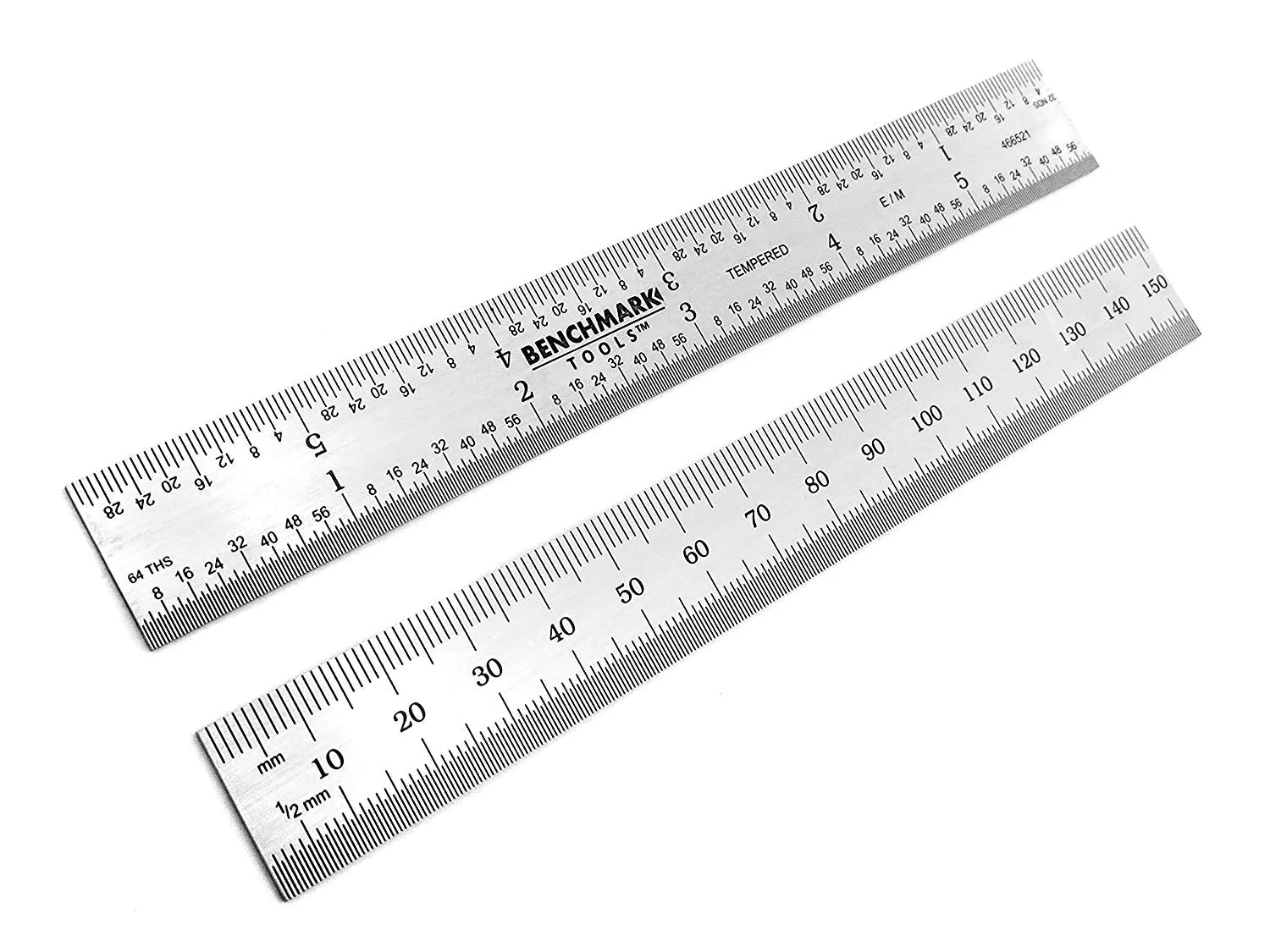 Benchmark Tools™ Rigid 150mm (6") English/Metric Satin Chrome Machinist Rulers