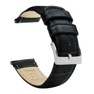 Black Alligator Grain Leather Watch Band