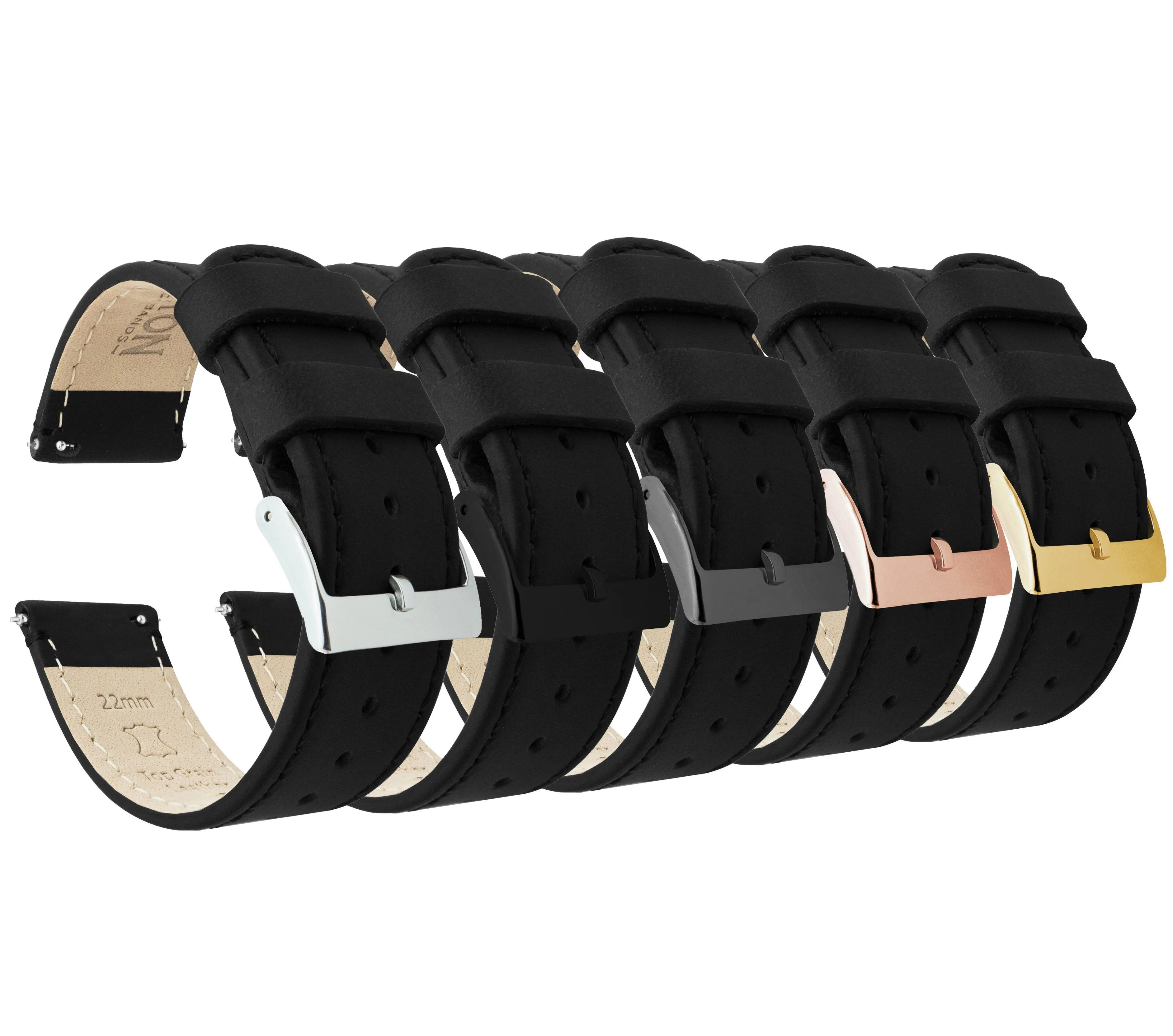 Black Leather Quick Release Watch Band