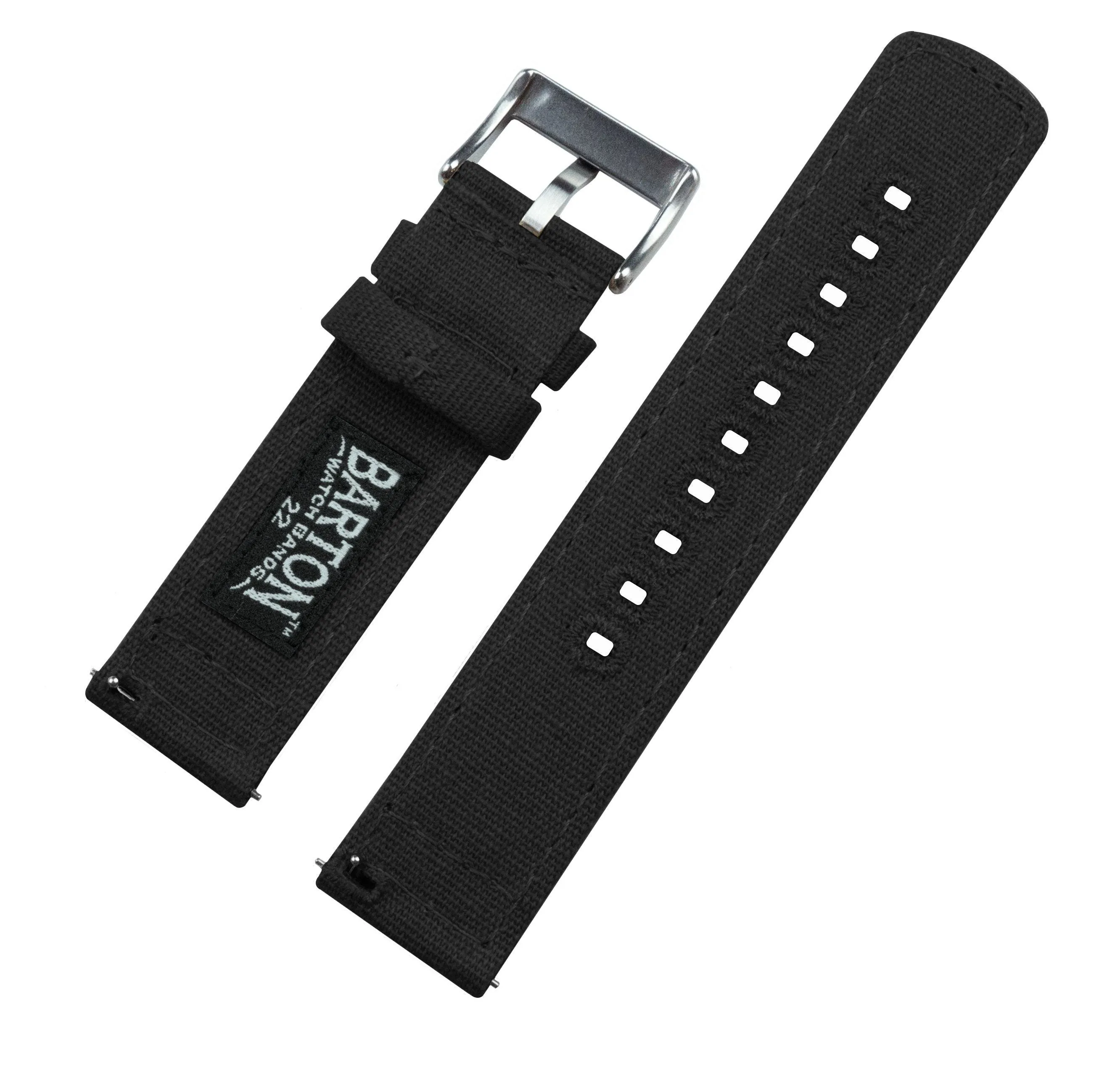 Black Premium Canvas Watch Band Long (24mm SALE)