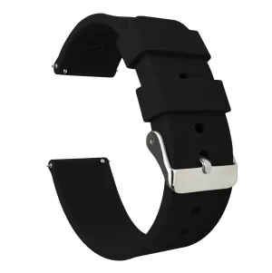 Black Quick Release Silicone Rubber Watch Band (24mm SALE)