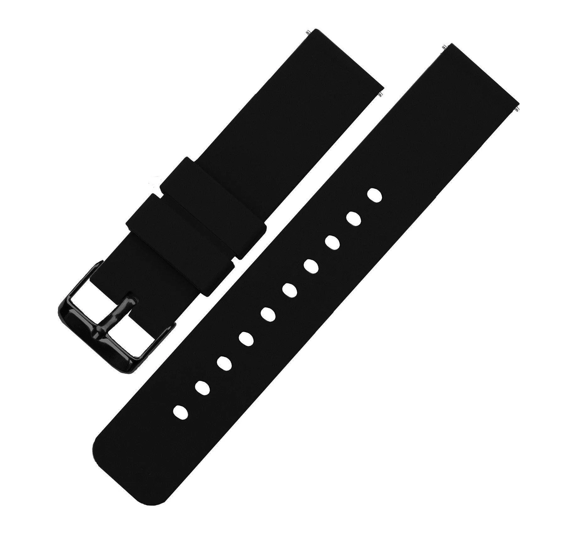 Black Quick Release Silicone Rubber Watch Band