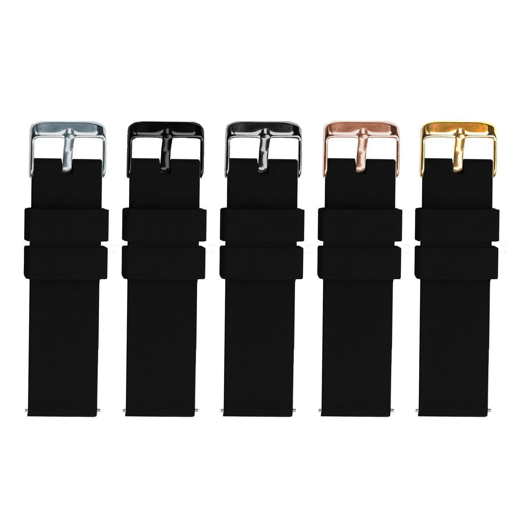 Black Quick Release Silicone Rubber Watch Band