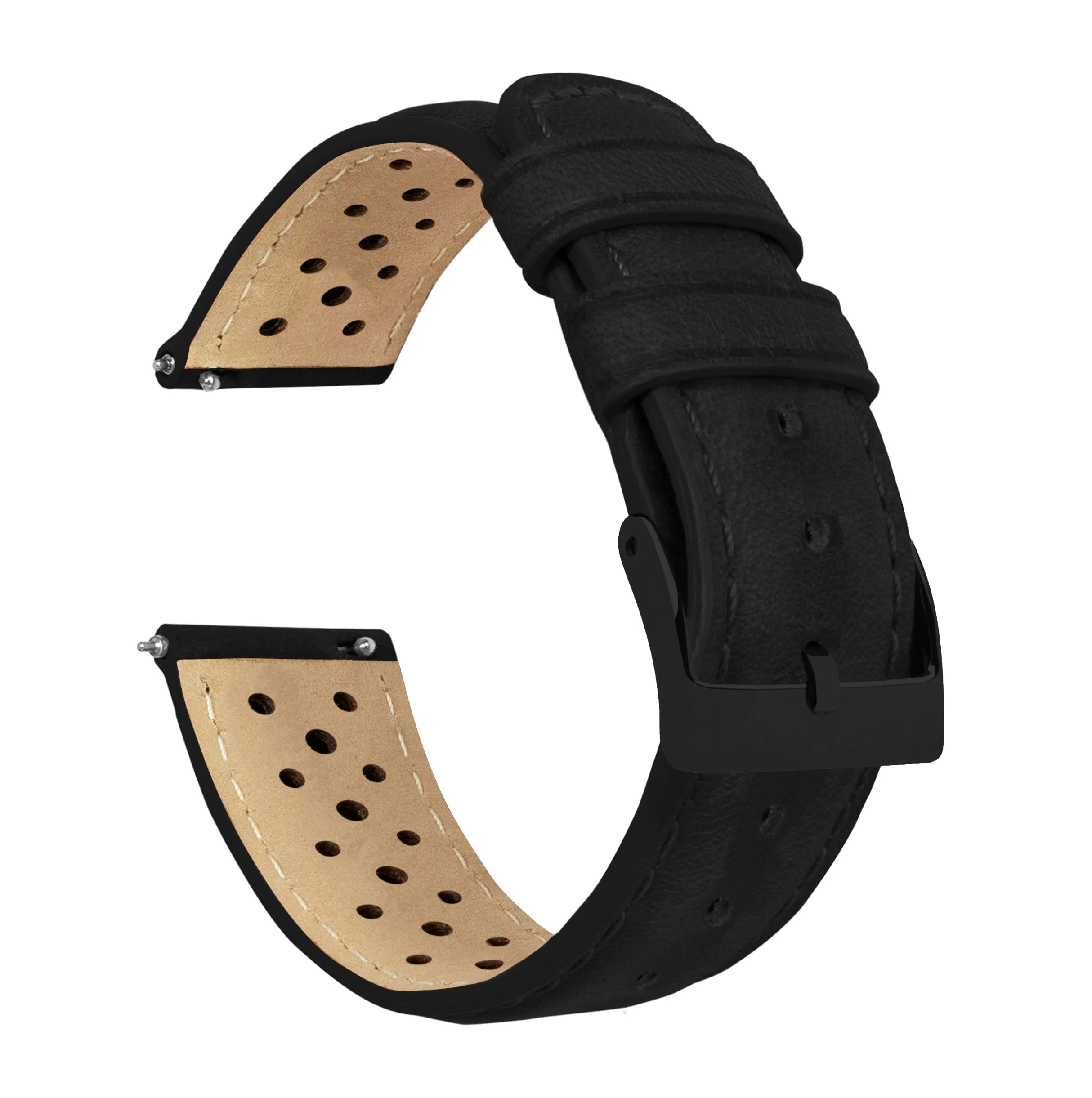 Black Racing Horween Leather Watch Band