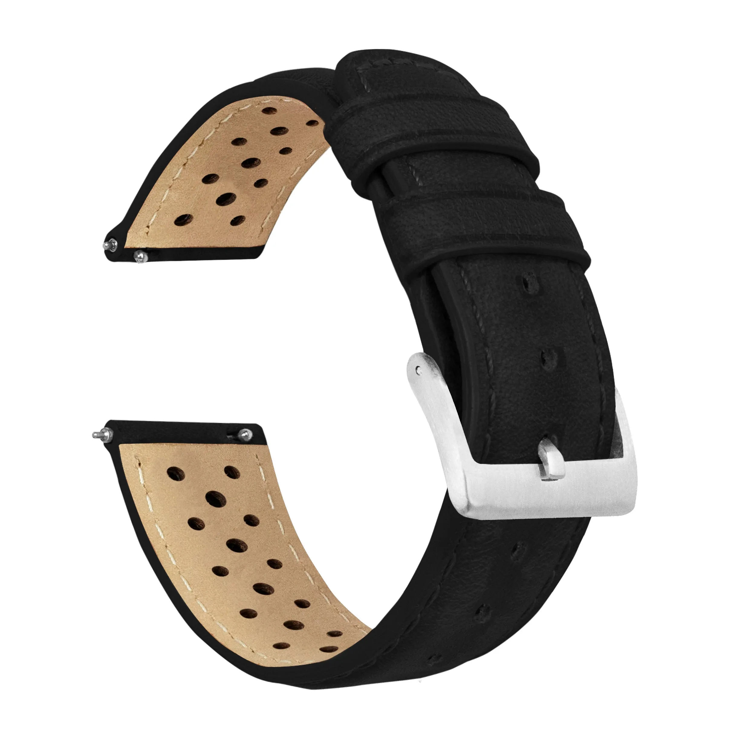 Black Racing Horween Leather Watch Band