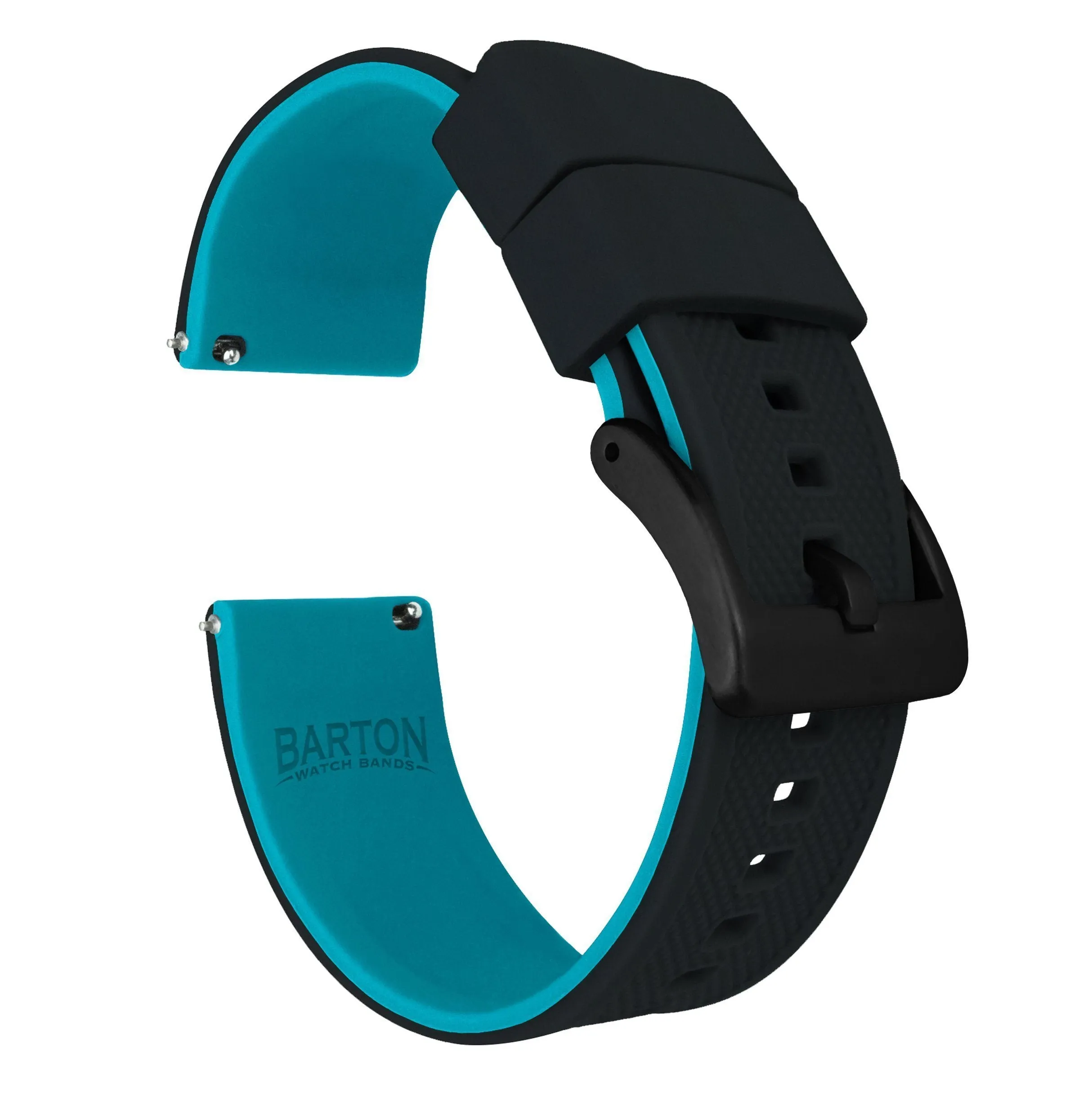 Black Top Aqua Blue Bottom Elite Silicone Watch Band (21mm SALE)