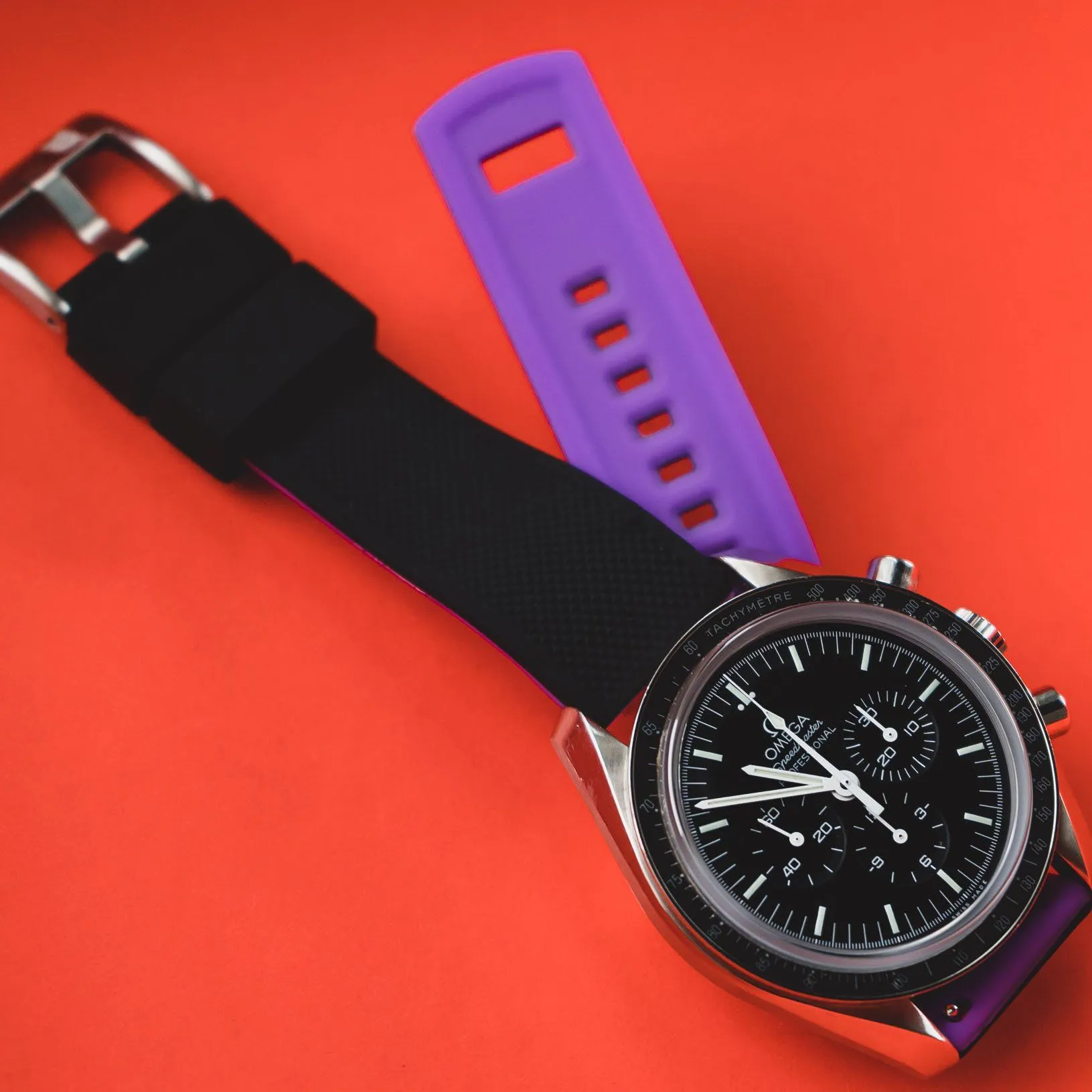 Black Top Purple Bottom Elite Silicone Watch Band ( 18mm - 24mm SALE)