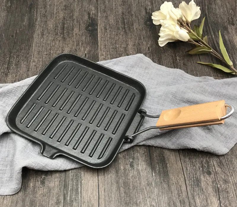 Camping Cookware Cast Iron Steak Skillet Folding Pan