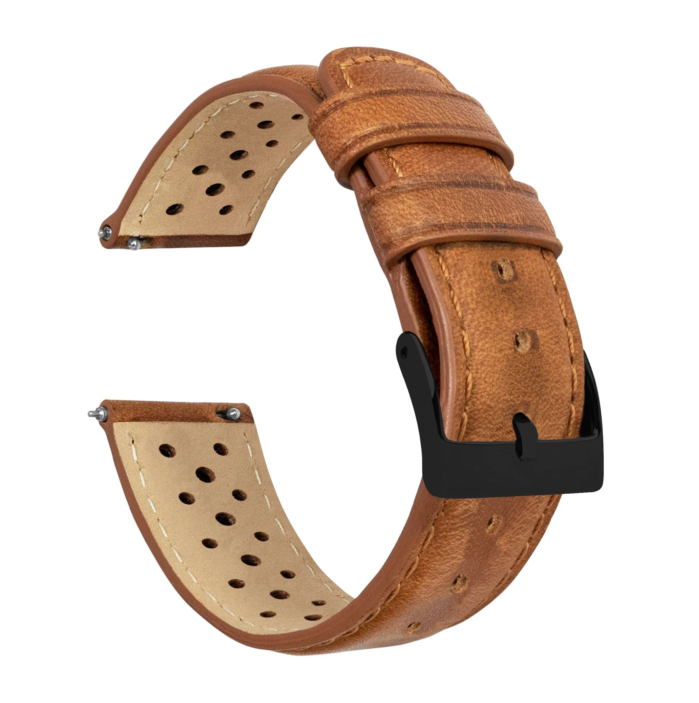 Caramel Brown Racing Horween Leather Watch Band