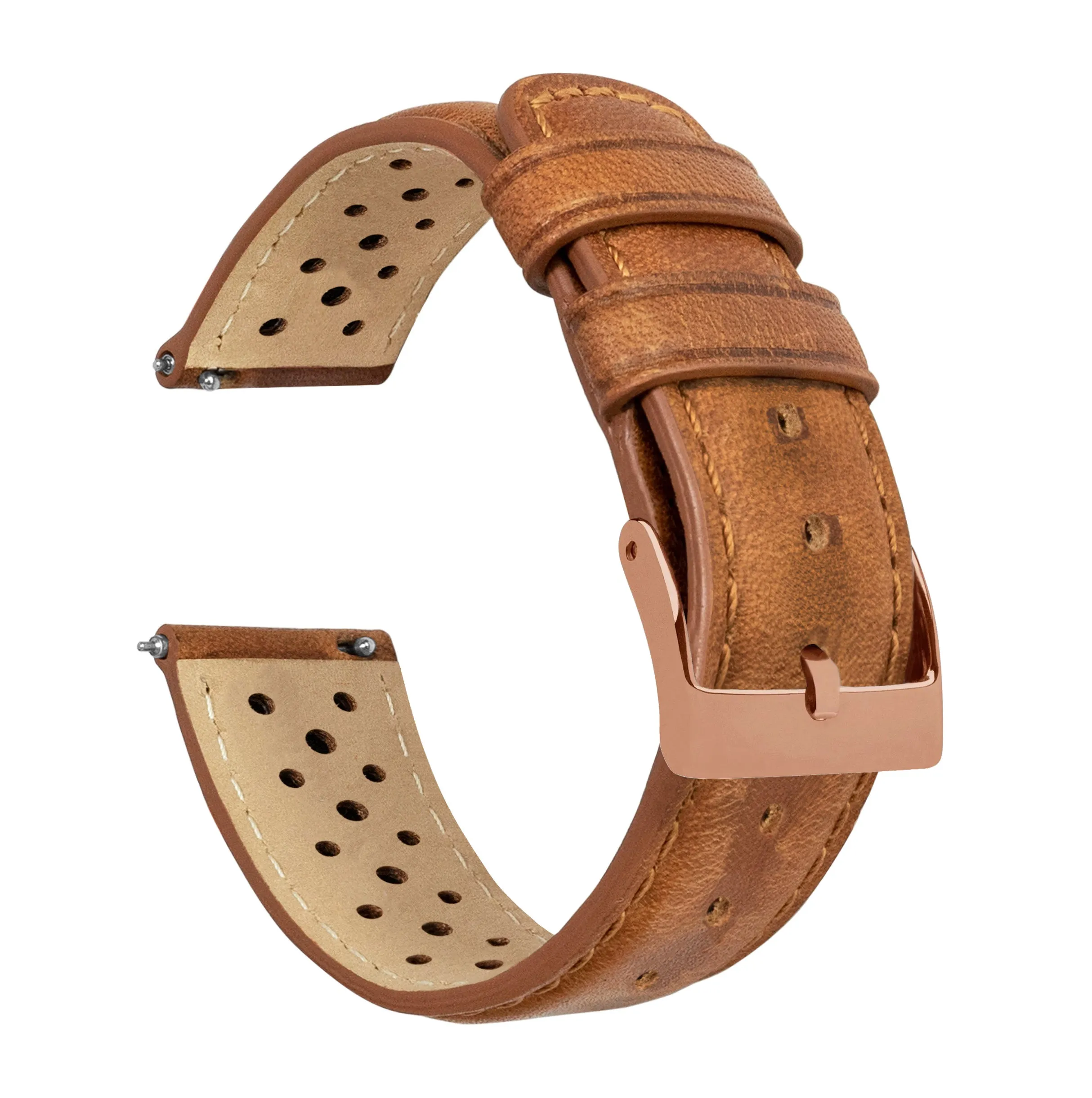 Caramel Brown Racing Horween Leather Watch Band