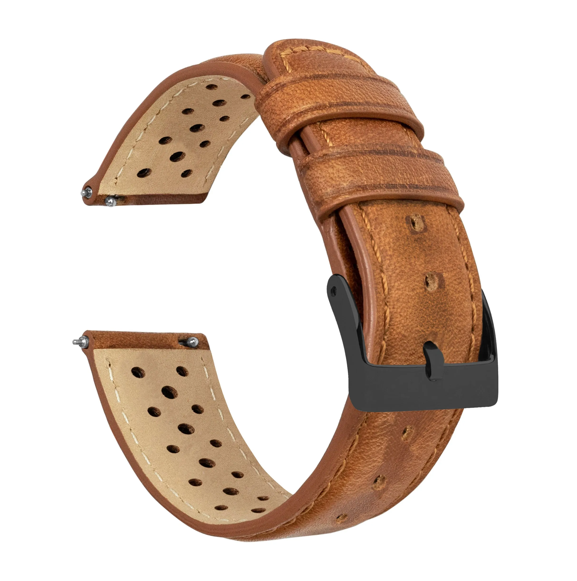 Caramel Brown Racing Horween Leather Watch Band