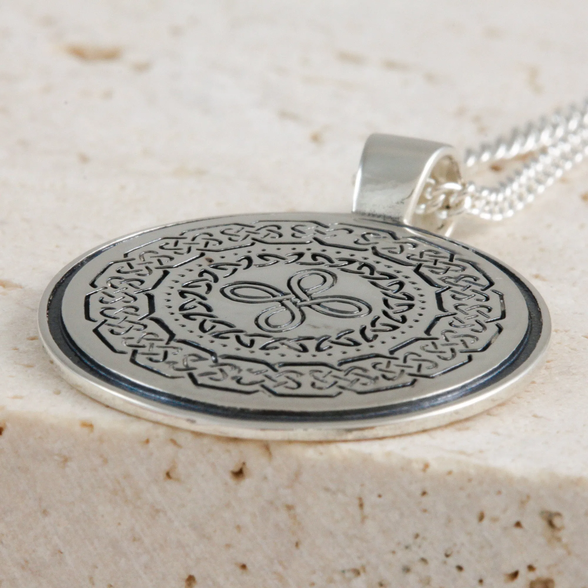 Celtic Mandala Personalised Silver Necklace