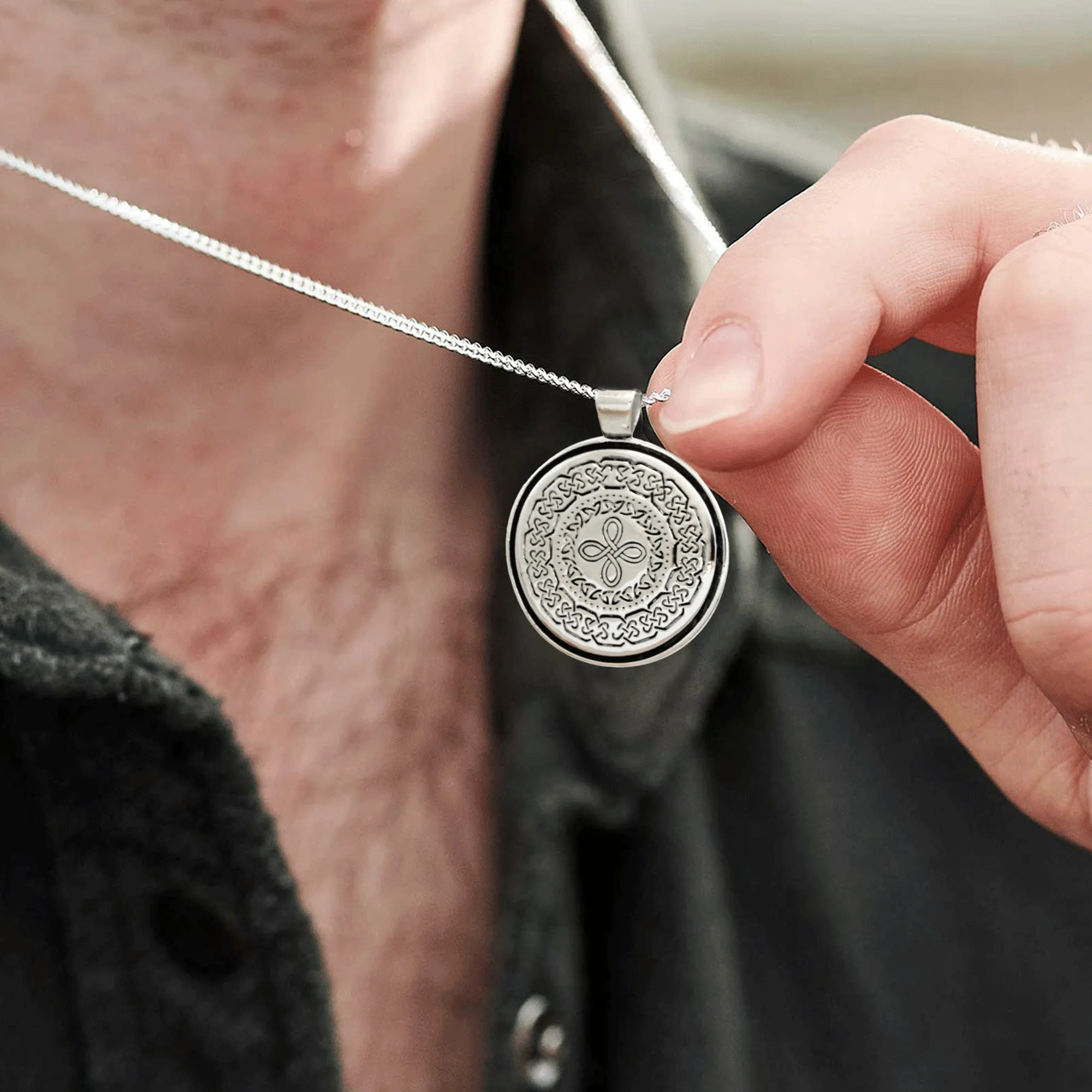 Celtic Mandala Personalised Silver Necklace