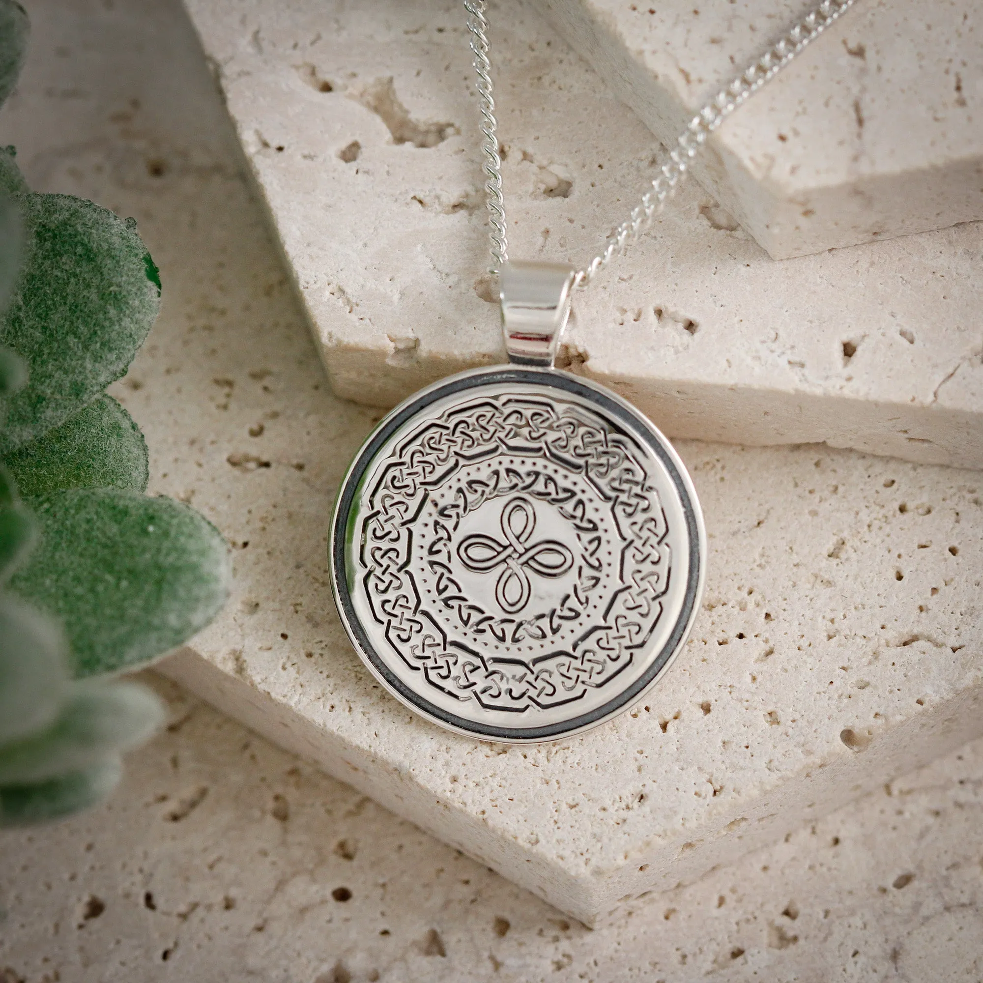 Celtic Mandala Personalised Silver Necklace