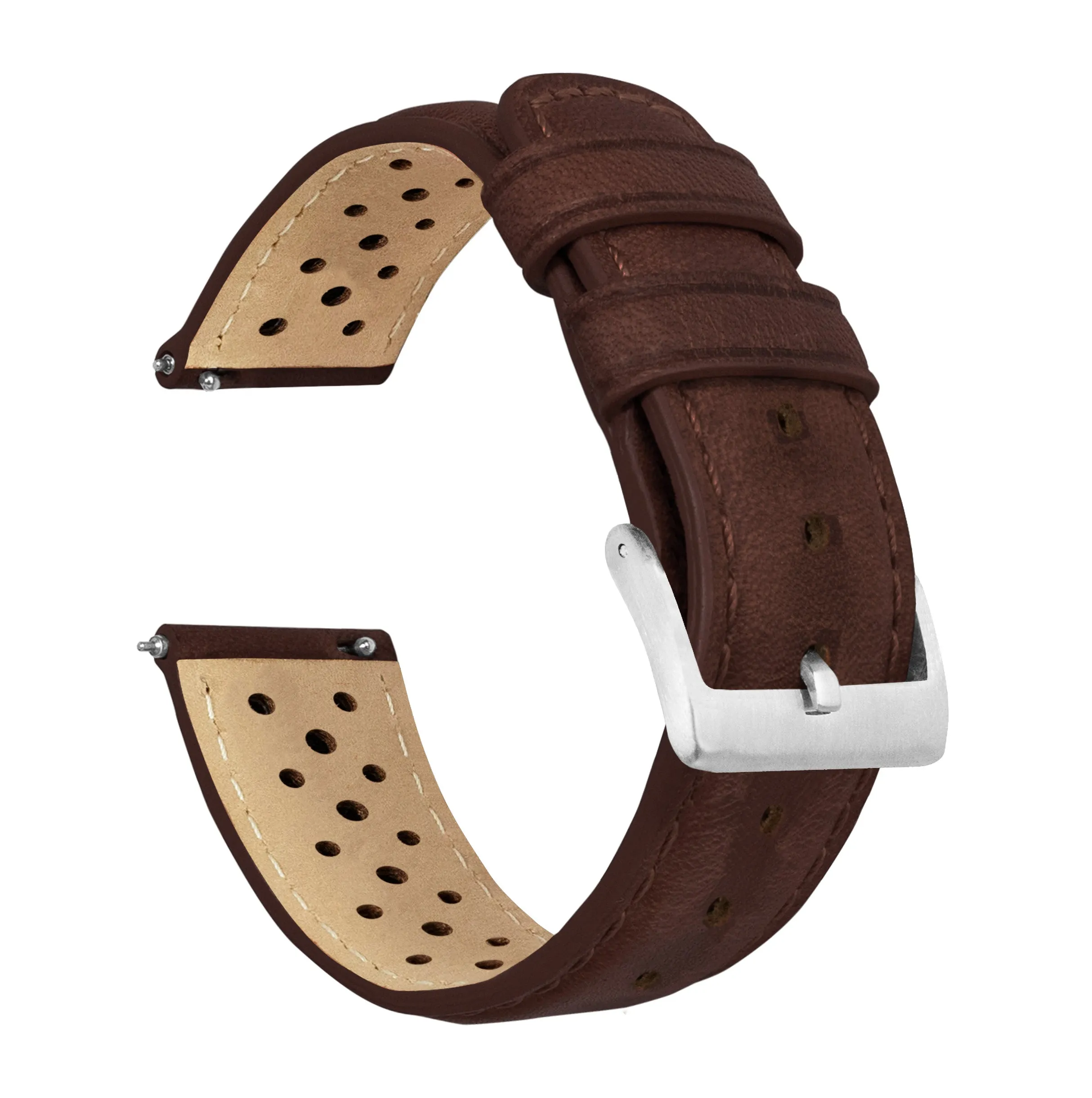 Chocolate Brown Racing Horween Leather Watch Band (18mm, 19mm, 23mm, 24mm SALE)