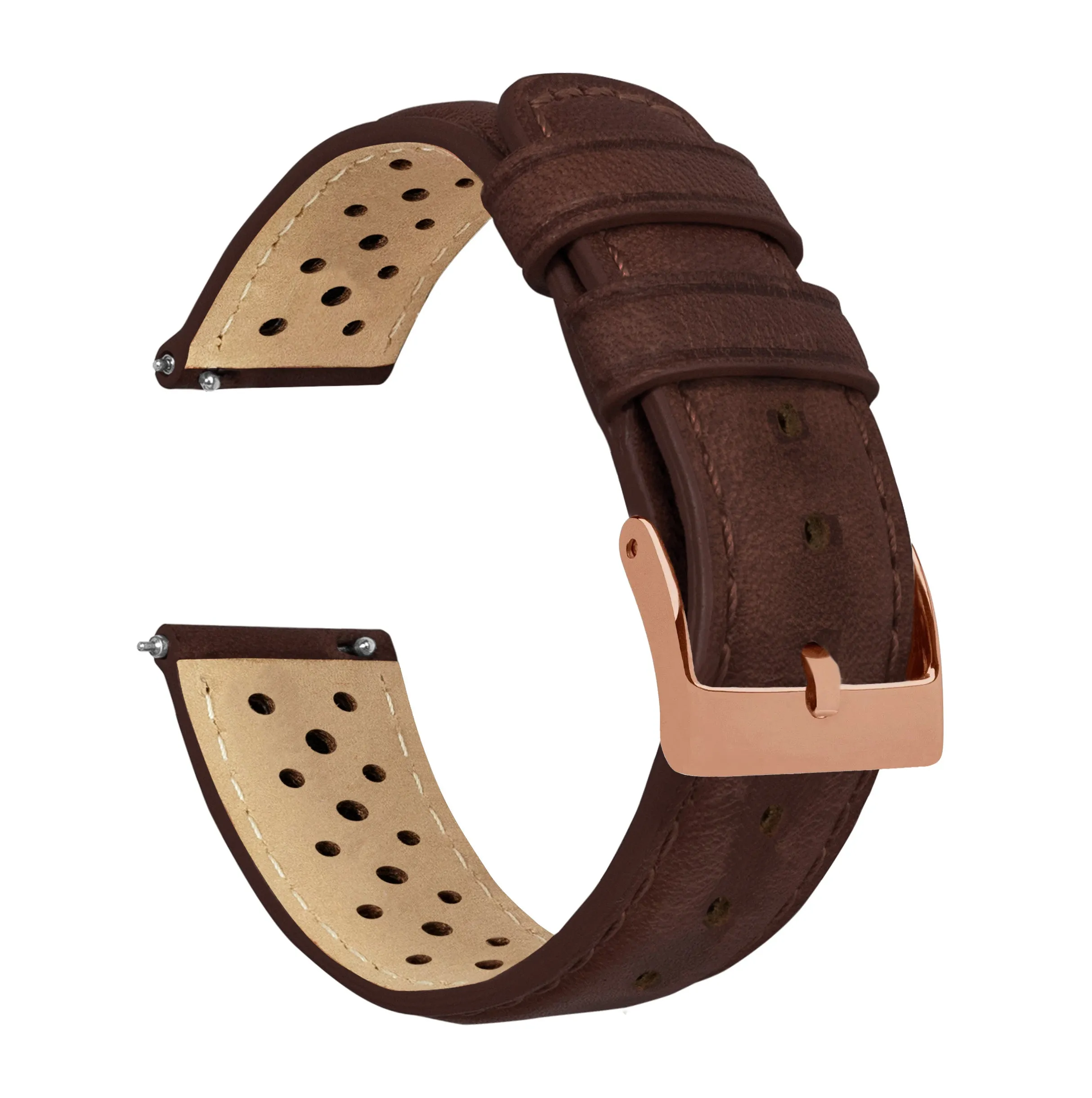 Chocolate Brown Racing Horween Leather Watch Band (18mm, 19mm, 23mm, 24mm SALE)