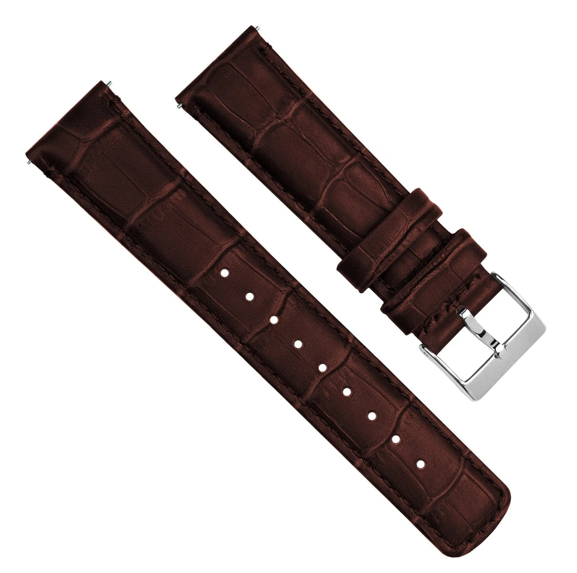 Coffee Brown Alligator Grain Leather Watch Band (12mm, 14mm SALE)