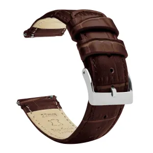 Coffee Brown Alligator Grain Leather Watch Band (12mm, 14mm SALE)