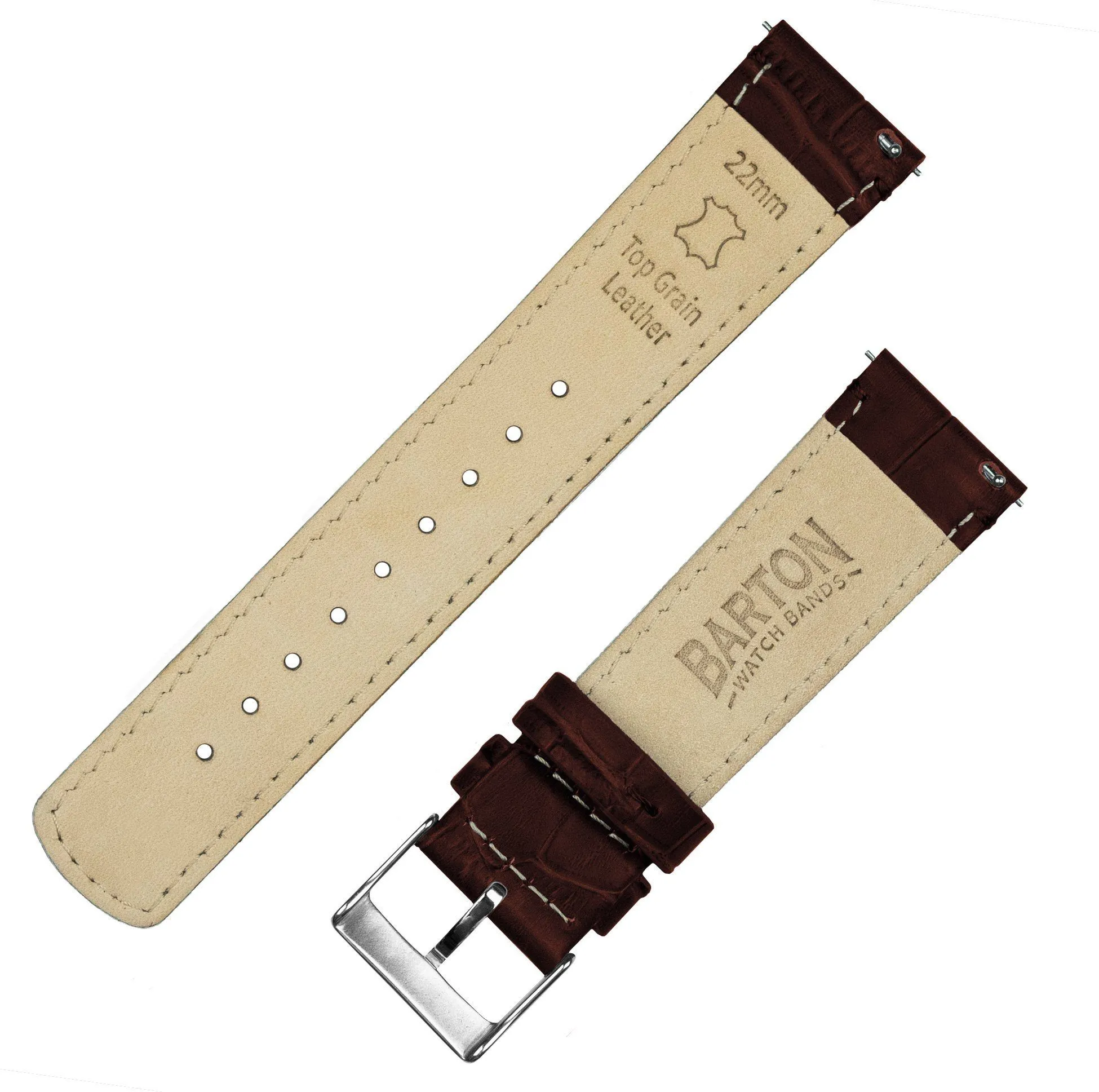 Coffee Brown Alligator Grain Leather Watch Band