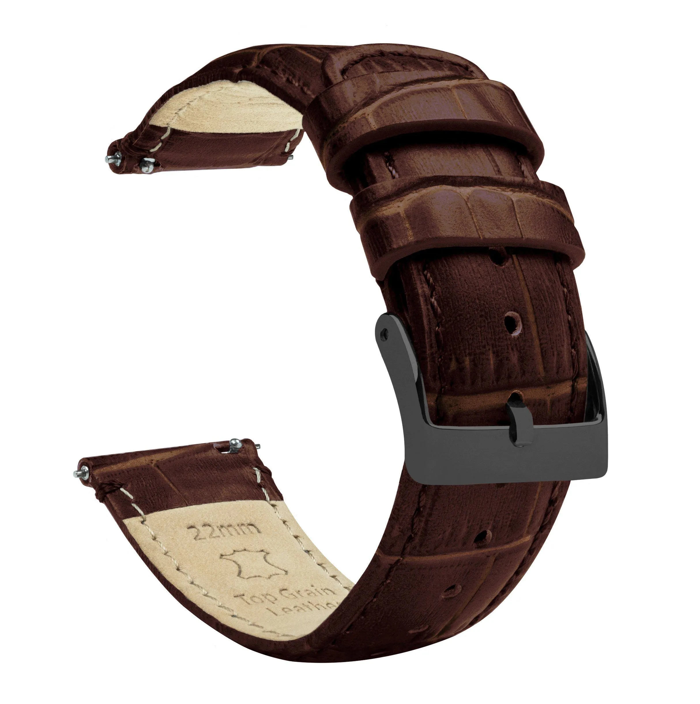 Coffee Brown Alligator Grain Leather Watch Band