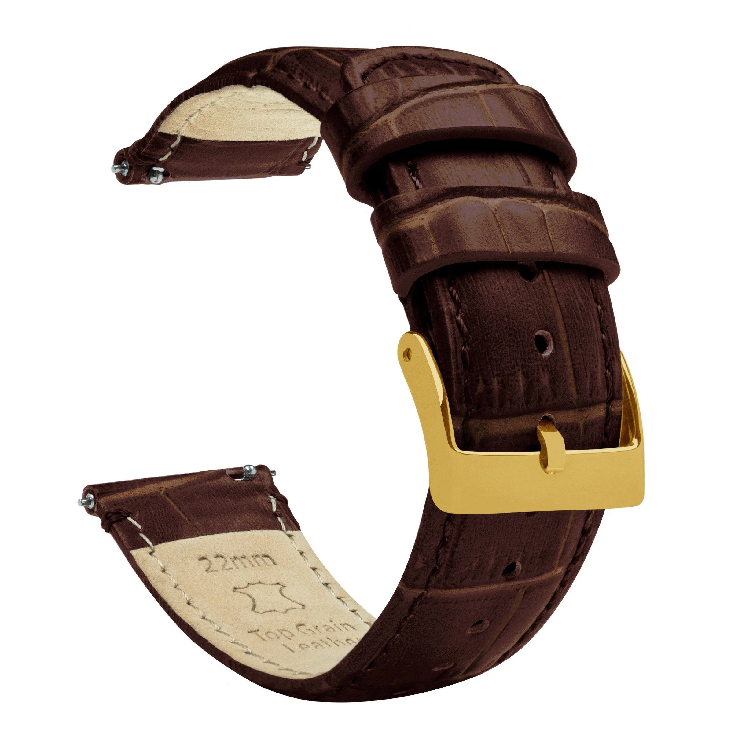 Coffee Brown Alligator Grain Leather Watch Band