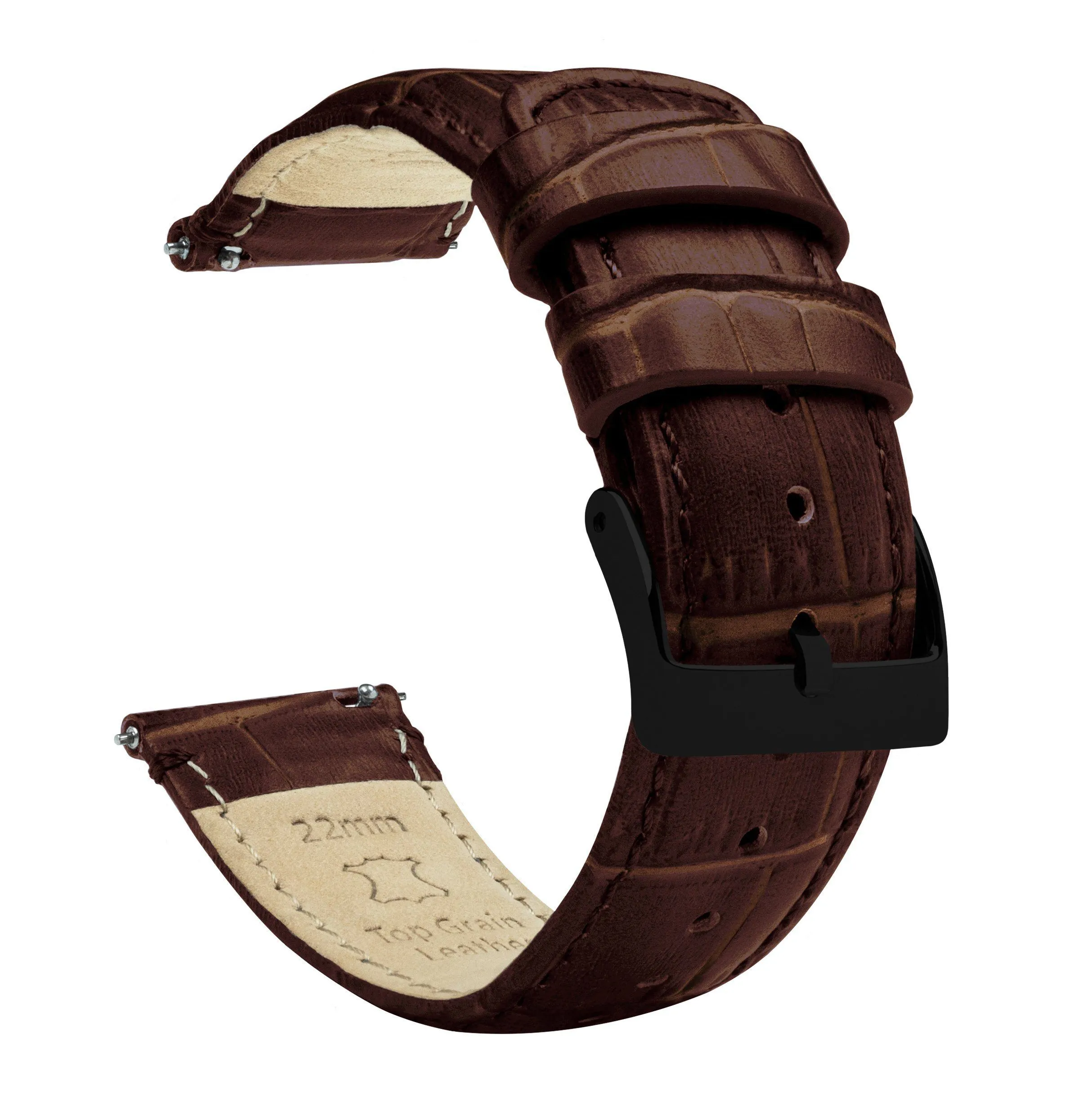 Coffee Brown Alligator Grain Leather Watch Band