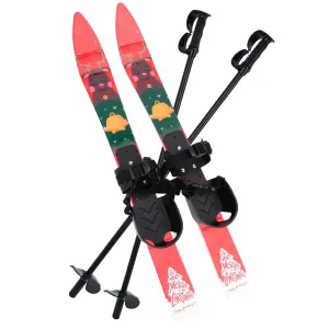 cozy Skis Winter Sports Accessories Snow Board Ski Set for Kids, Beginner Toddler Snow Skis with Poles and Bindings Age 3-4