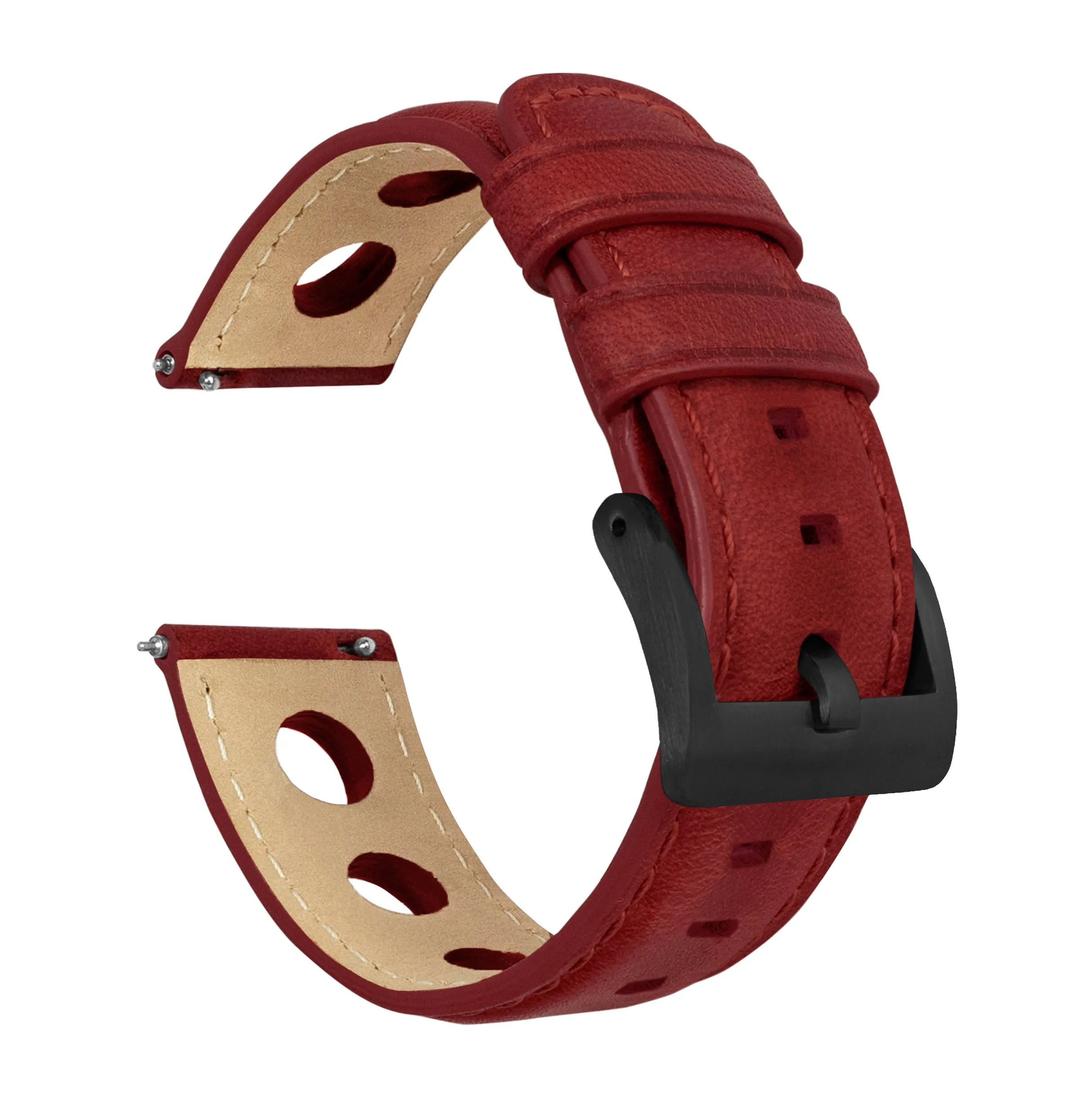 Crimson Red Rally Horween Leather Watch Band (18mm, 19mm, 21mm, 23mm, 24mm SALE)