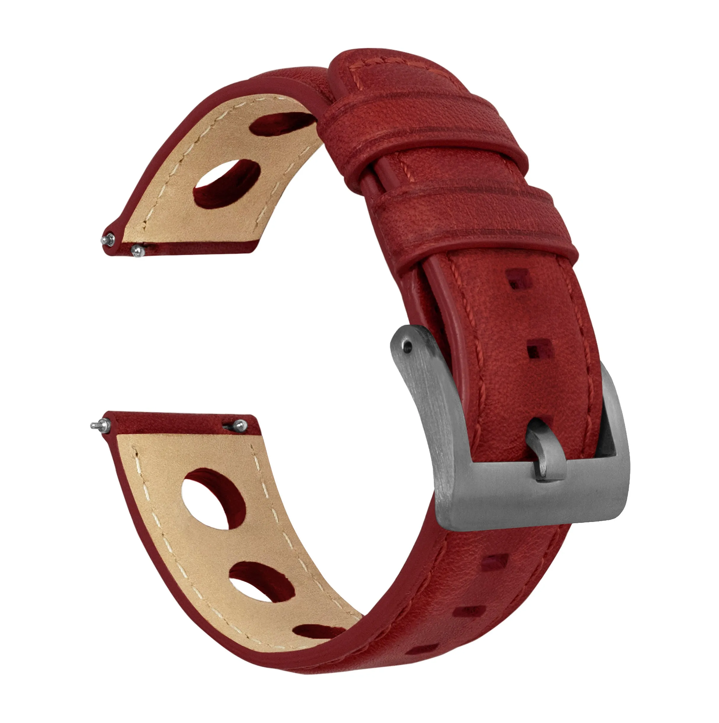 Crimson Red Rally Horween Leather Watch Band (18mm, 19mm, 21mm, 23mm, 24mm SALE)