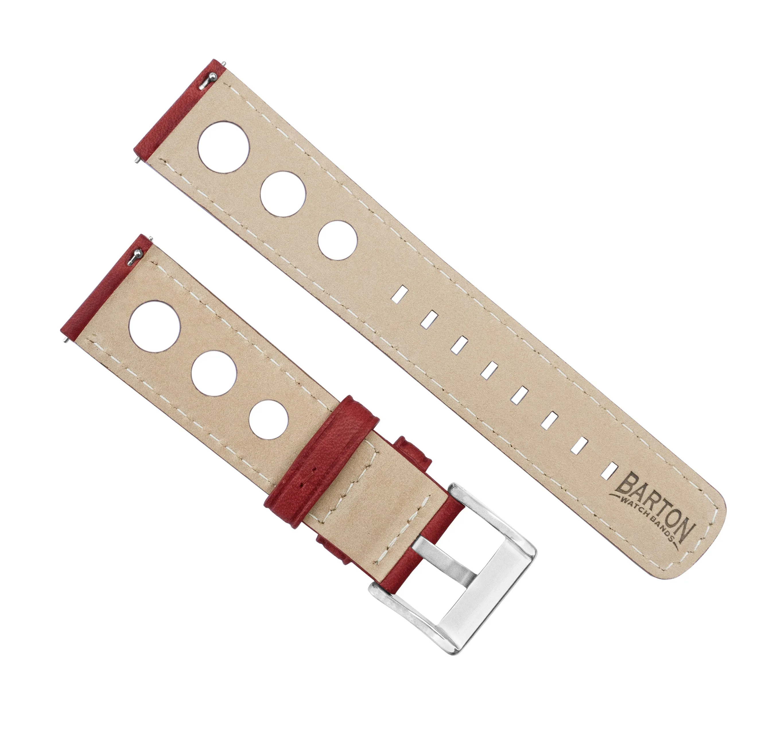 Crimson Red Rally Horween Leather Watch Band (18mm, 19mm, 21mm, 23mm, 24mm SALE)