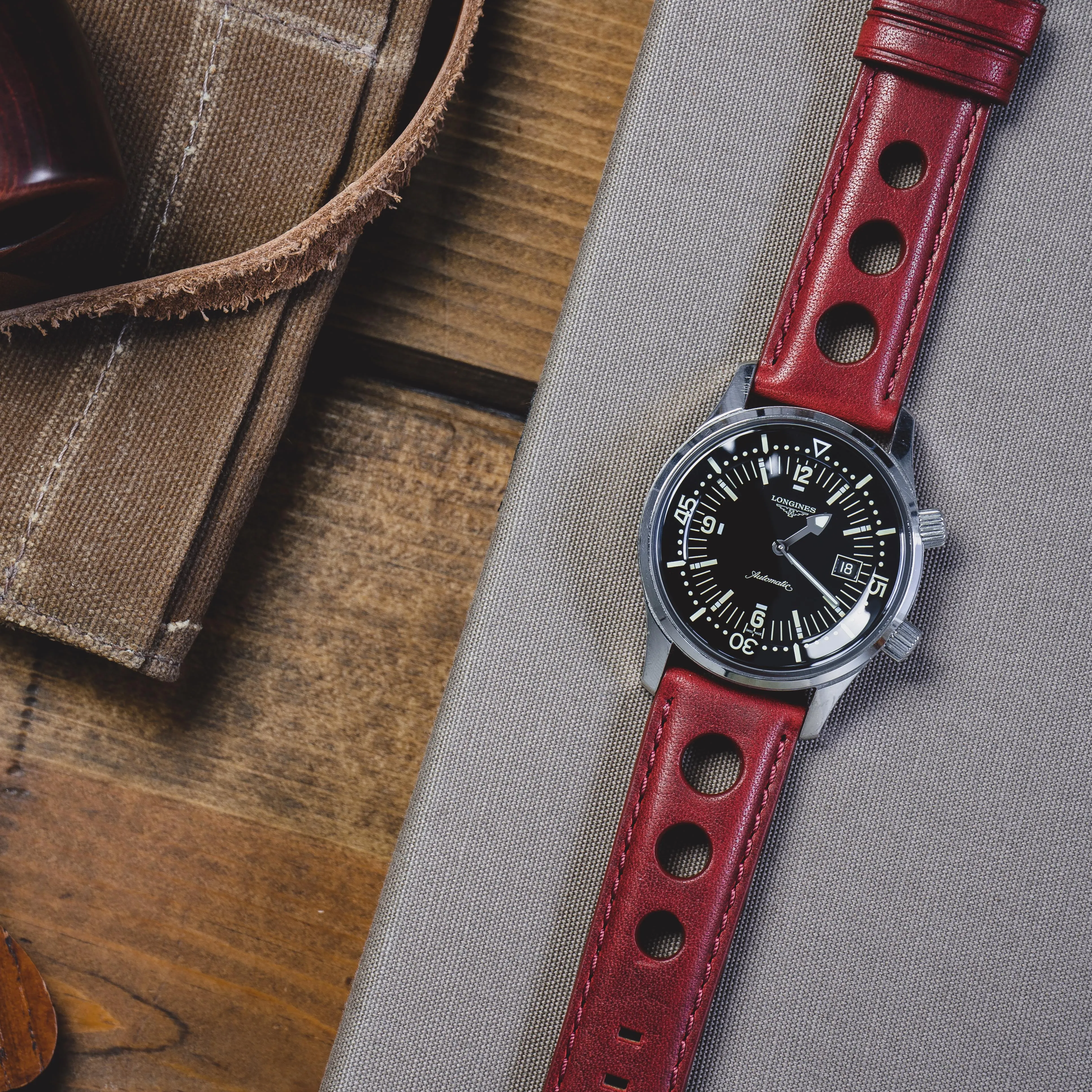 Crimson Red Rally Horween Leather Watch Band