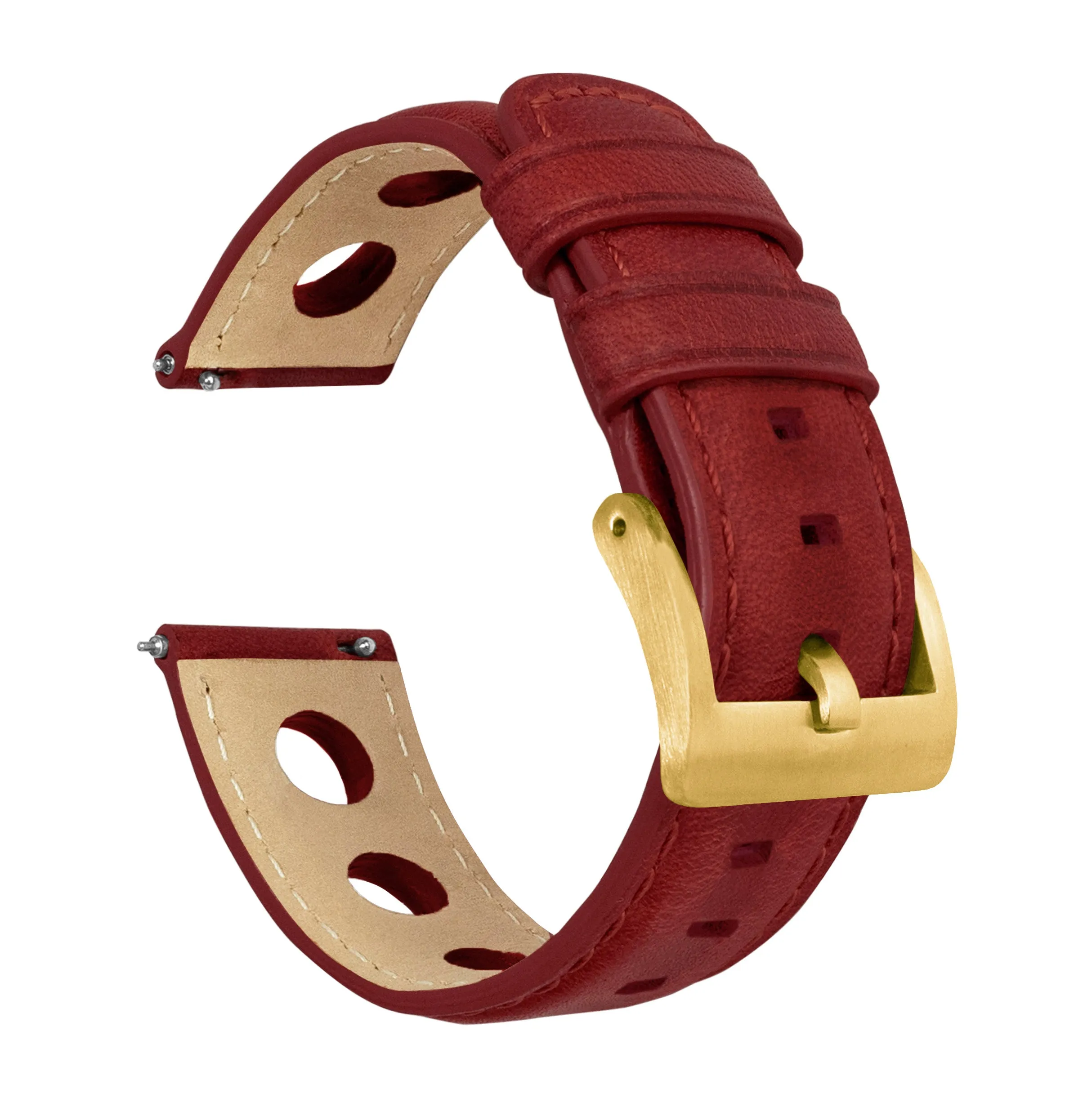 Crimson Red Rally Horween Leather Watch Band