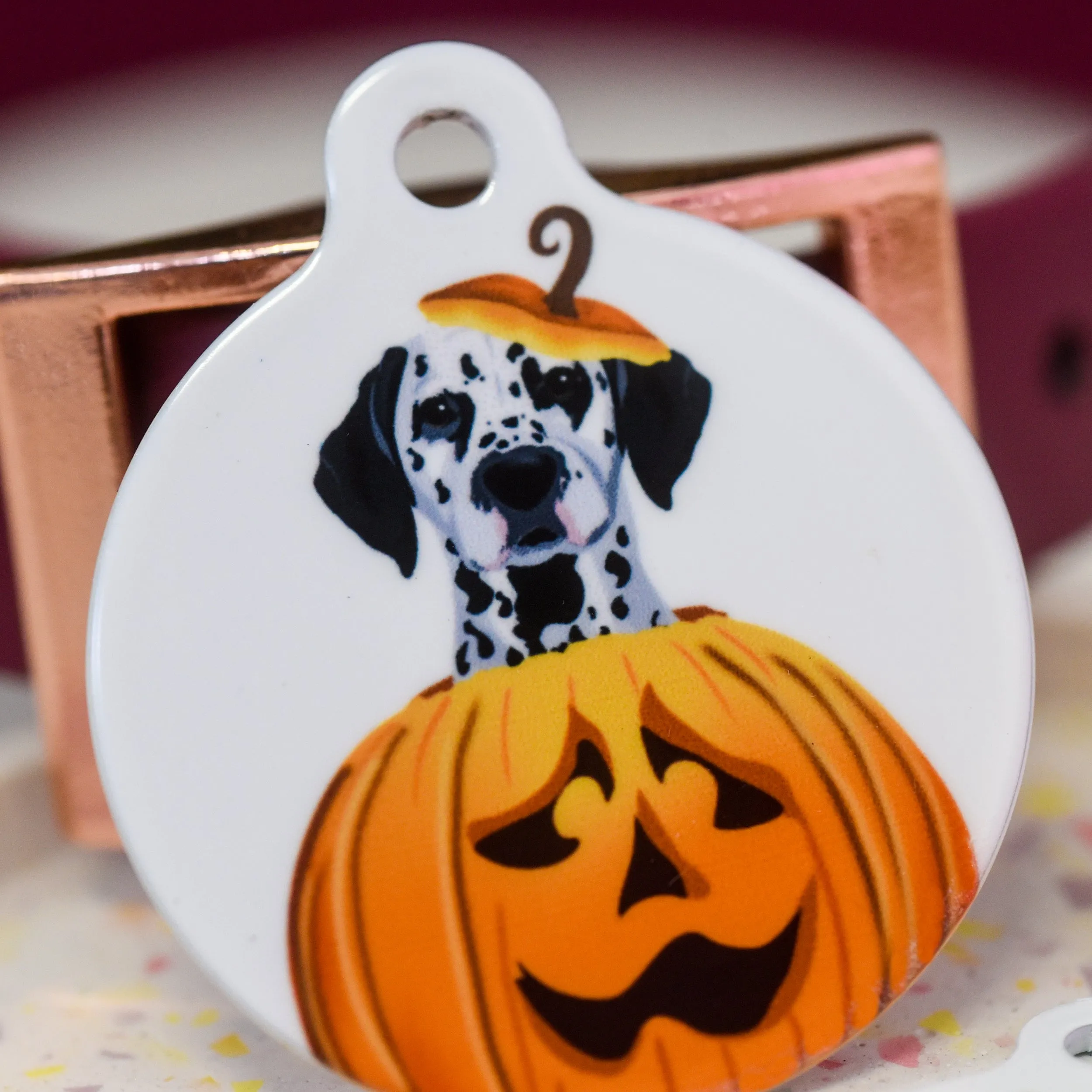 Dog ID Tag Personalised - Cute Pumpkin Halloween