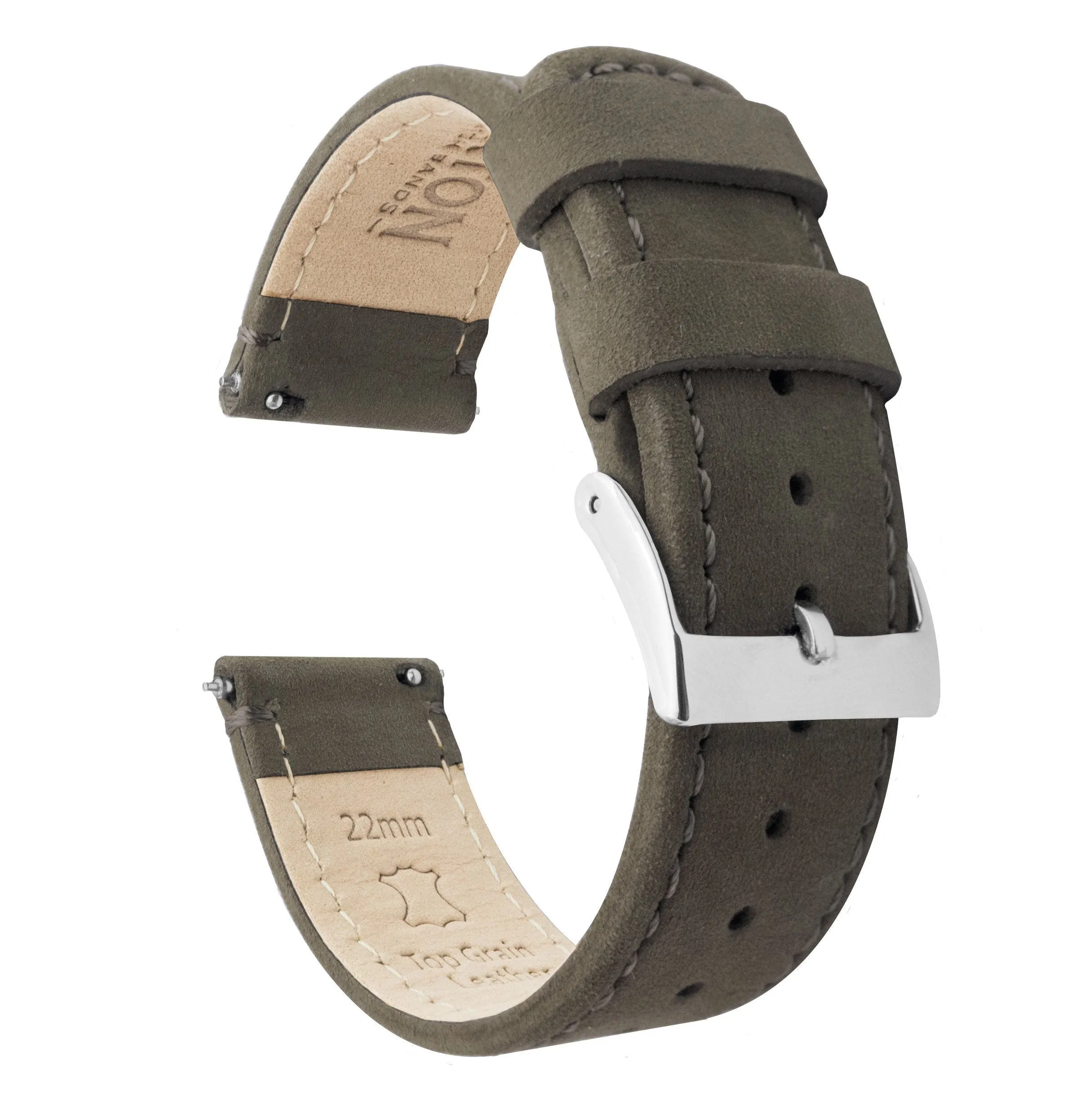 Espresso Brown Leather Quick Release Watch Band