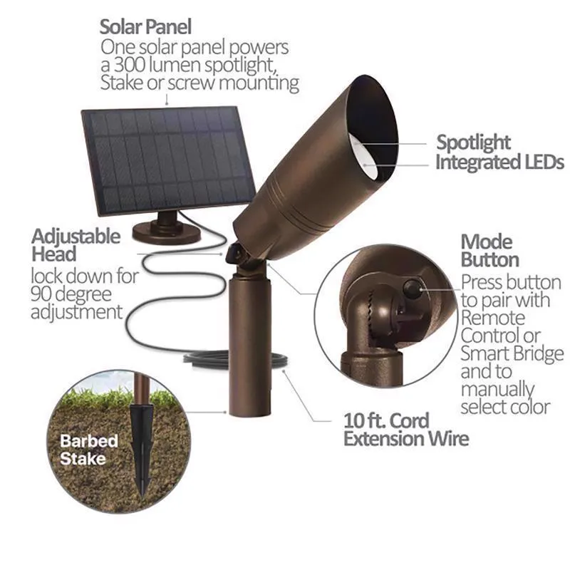 Feit OneSync Solar Powered 100 W LED Spot Light Kit 1 pk