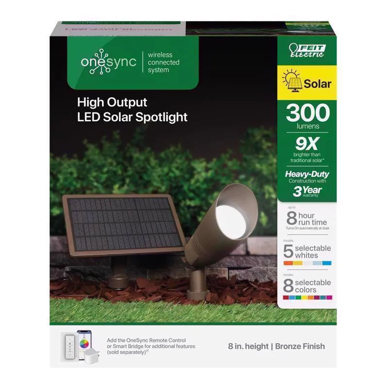 Feit OneSync Solar Powered 100 W LED Spot Light Kit 1 pk