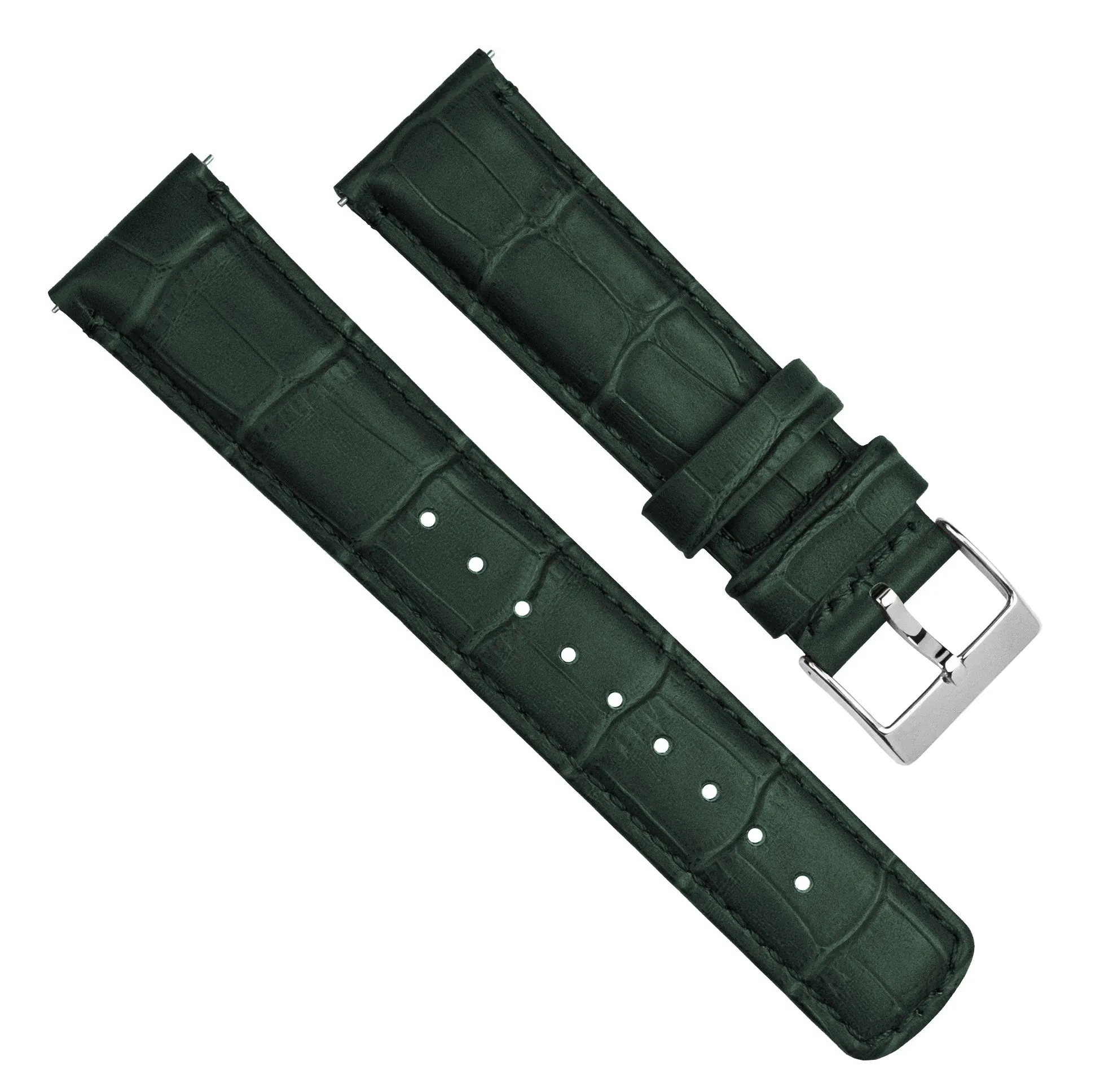 Forest Green Alligator Grain Leather Watch Band (12mm, 14mm, 15mm SALE)