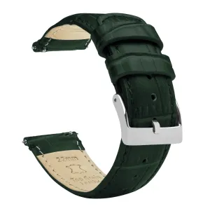 Forest Green Alligator Grain Leather Watch Band (12mm, 14mm, 15mm SALE)