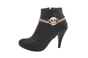 Gold Metal Boot Chain Bracelet Shoe Charm Jewelry Bling Skeleton Skull