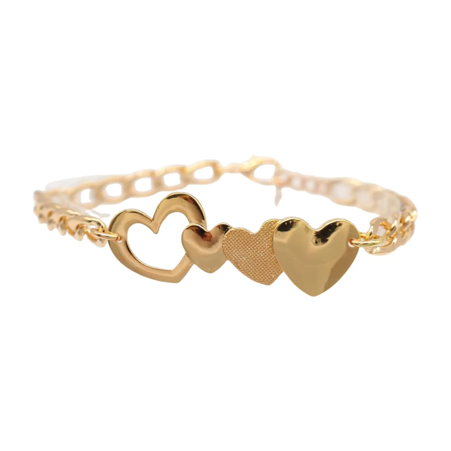 Gold Metal Chain Boot Bracelet Shoe Gold Heart Charm