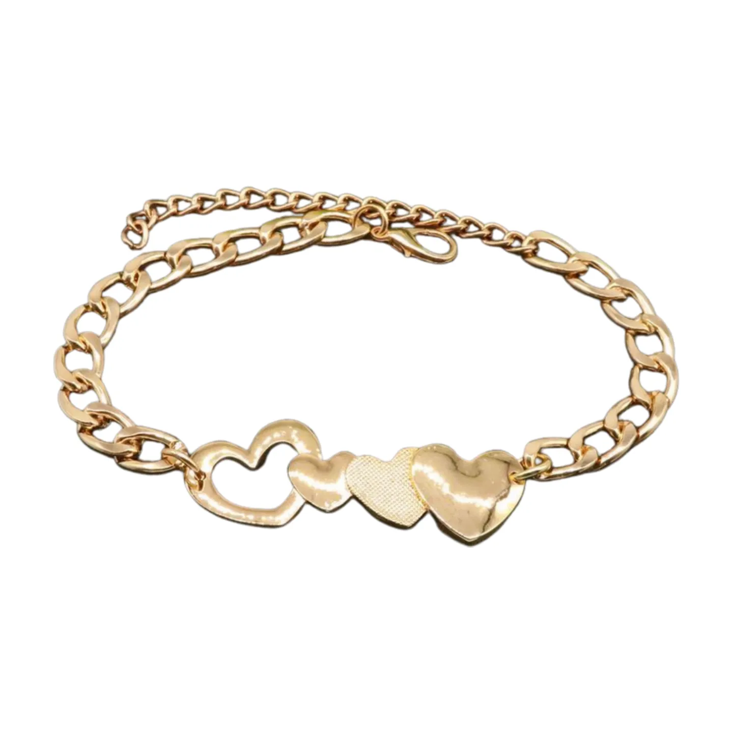 Gold Metal Chain Boot Bracelet Shoe Gold Heart Charm